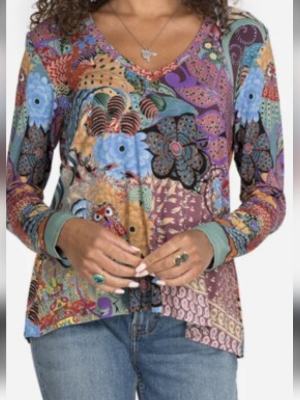 Johnny Was Madison Favorite V Neck Swing Tee